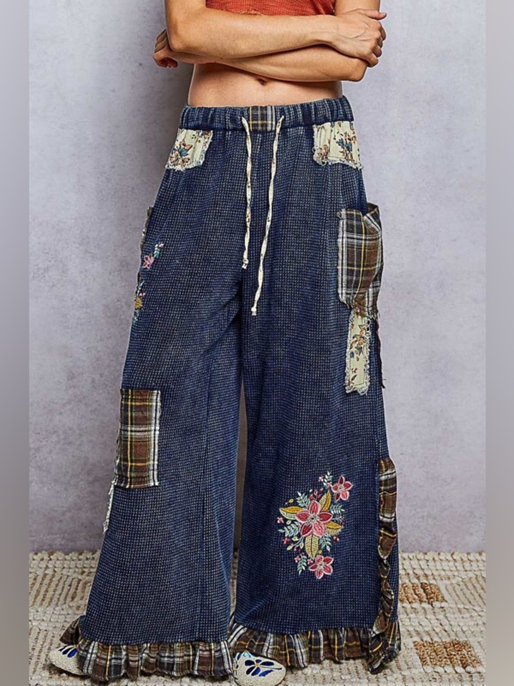 POL NWT Pants Denim Wide Leg Ruffle SM - Large